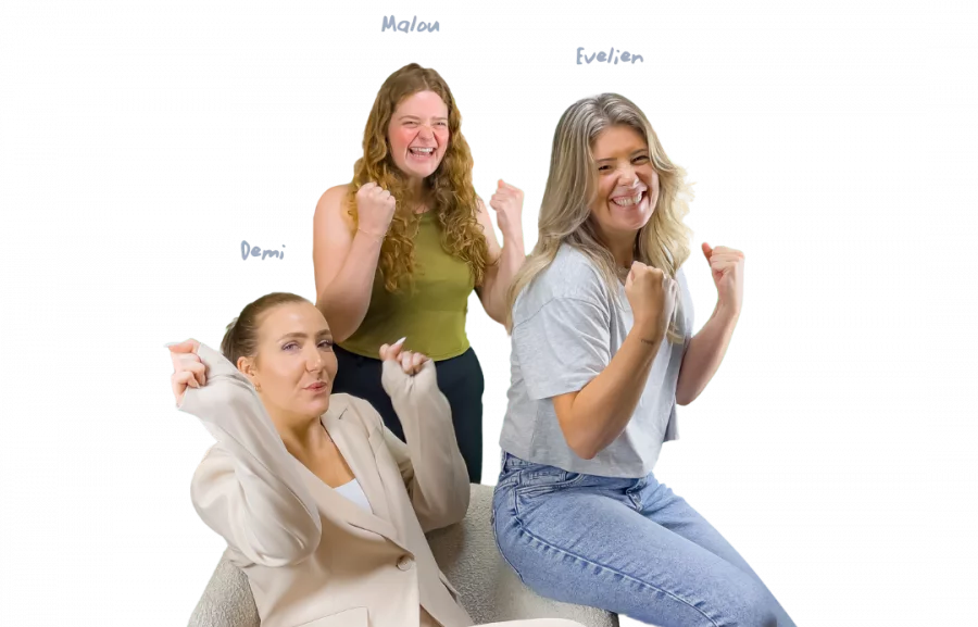 Demi, Malou and Evelien cheering