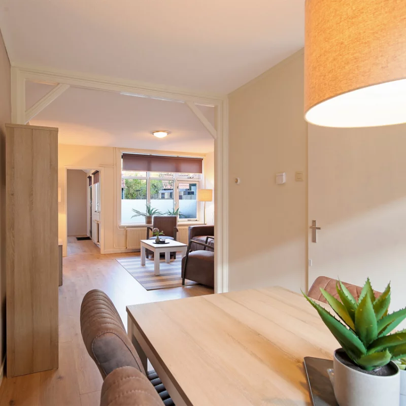 A cozy living room and dining area in a house
